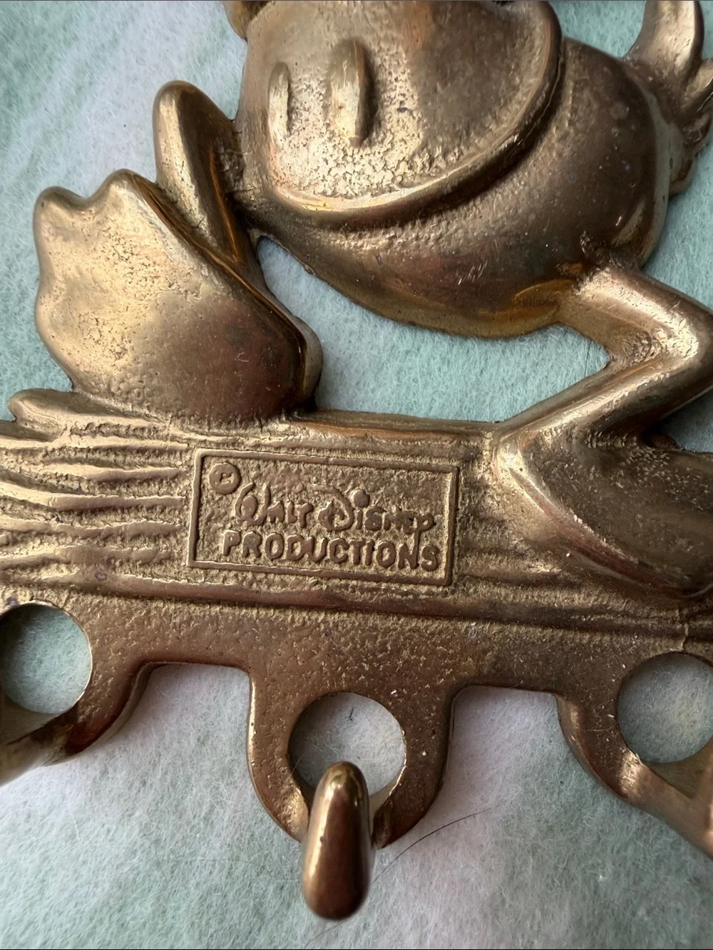 Authentic 1960s MBFL Donald Duck brass wall key brackets - rare vintage